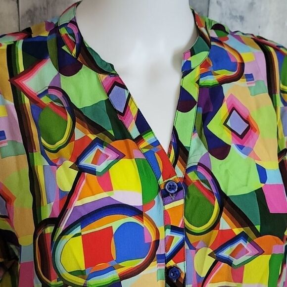 MAST 1883 Colorful high low button down shirt - Picture 2 of 11